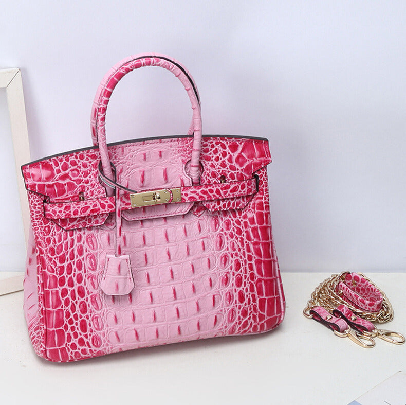 Milano HI Iconic Crocodile-Embossed Leather Handbag