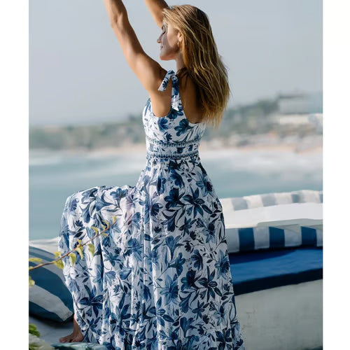 Velaswim V Neck Floral Print One-Piece Swimsuit Set