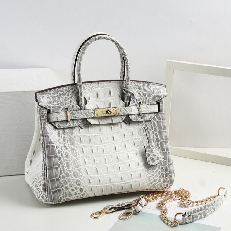 Milano HI Iconic Crocodile-Embossed Leather Handbag