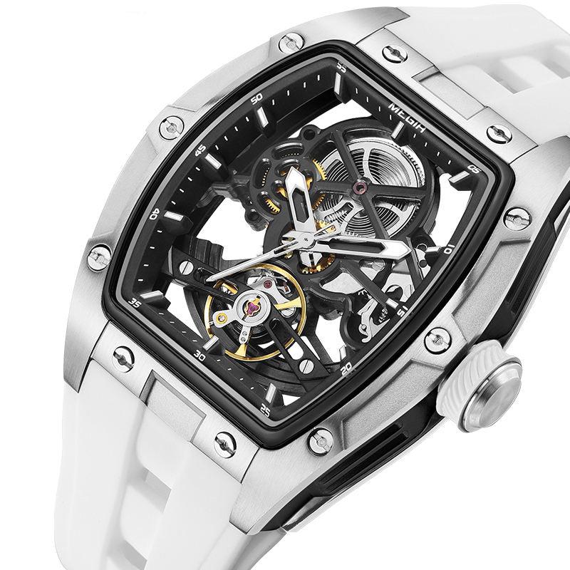 Latest Luxury Design -Skeleton Face With Rubber Strap Mechanical Movement Waterproof Watch