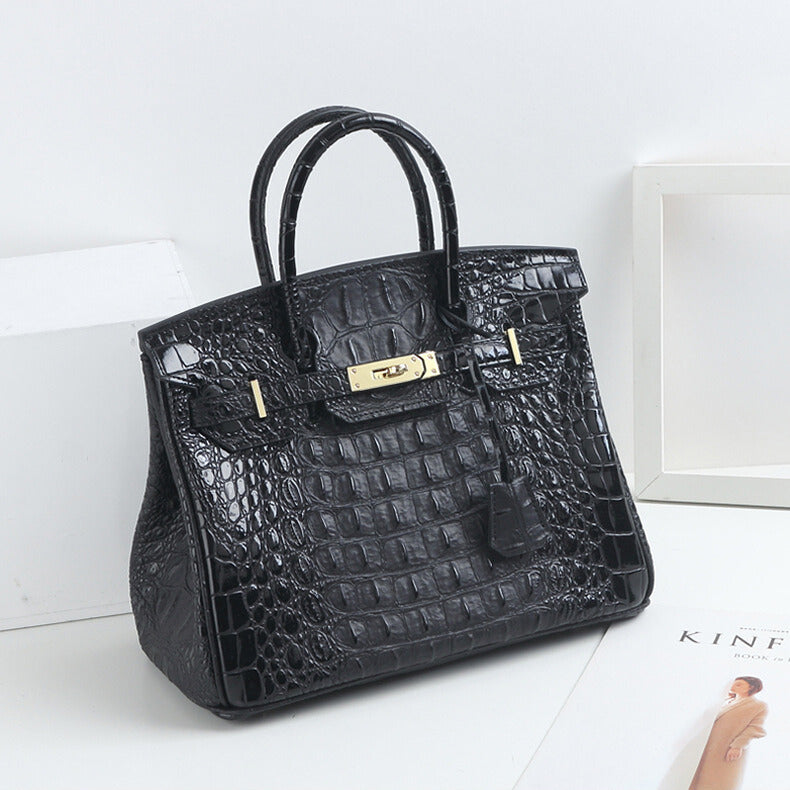 Milano HI Iconic Crocodile-Embossed Leather Handbag