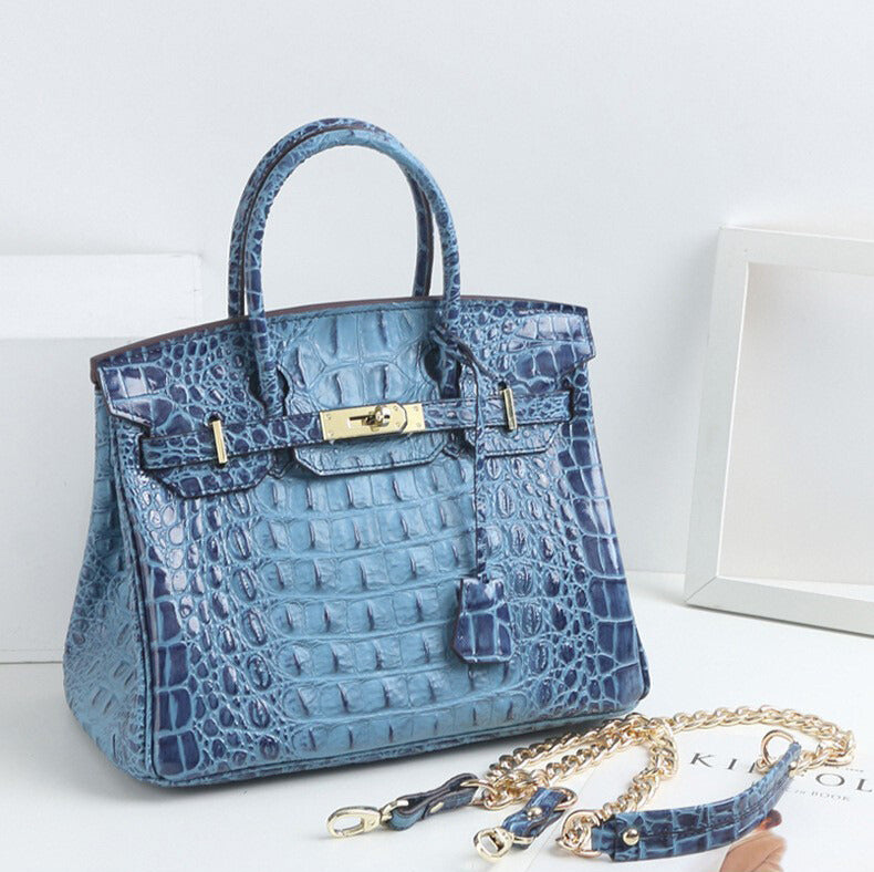 Milano HI Iconic Crocodile-Embossed Leather Handbag