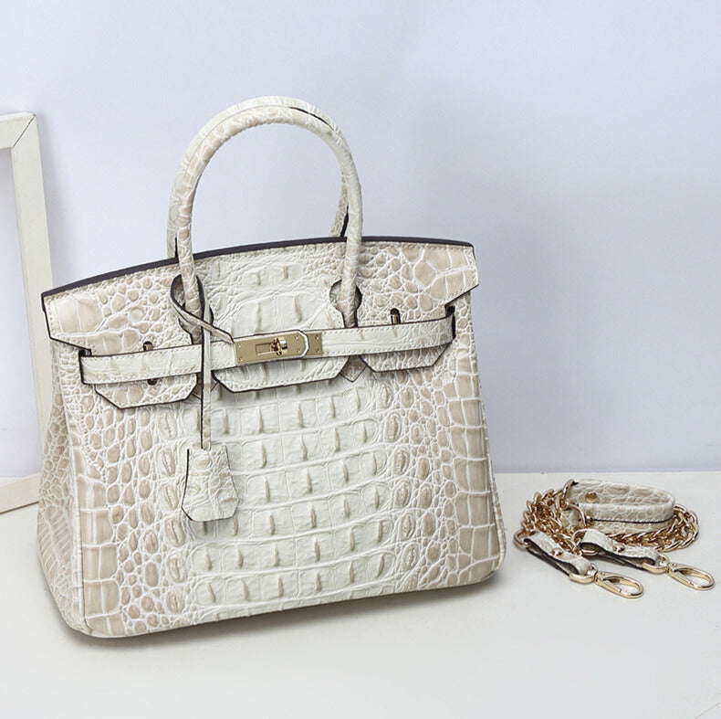 Milano HI Iconic Crocodile-Embossed Leather Handbag