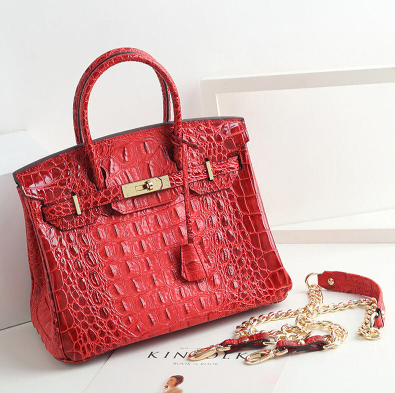 Milano HI Iconic Crocodile-Embossed Leather Handbag